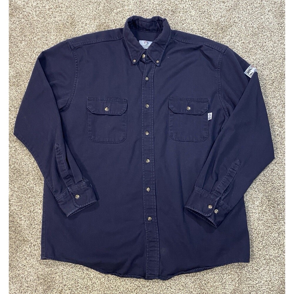 Tyndale FR Shirt Men’s XL Blue Fire Resistant Button Down CAT2 Utility Work